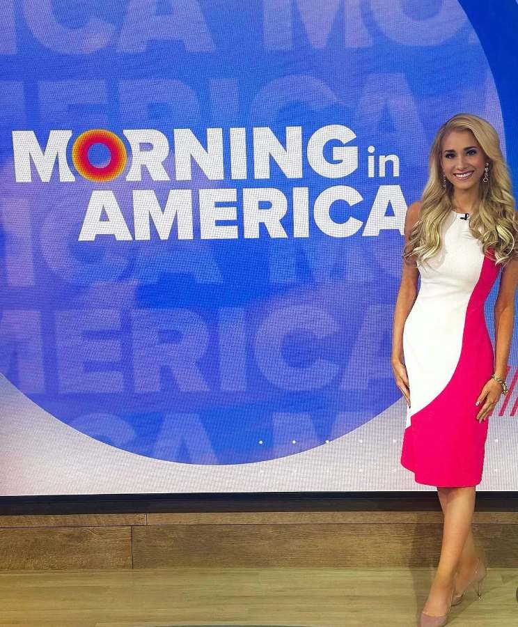 Emily on the Morning in America set