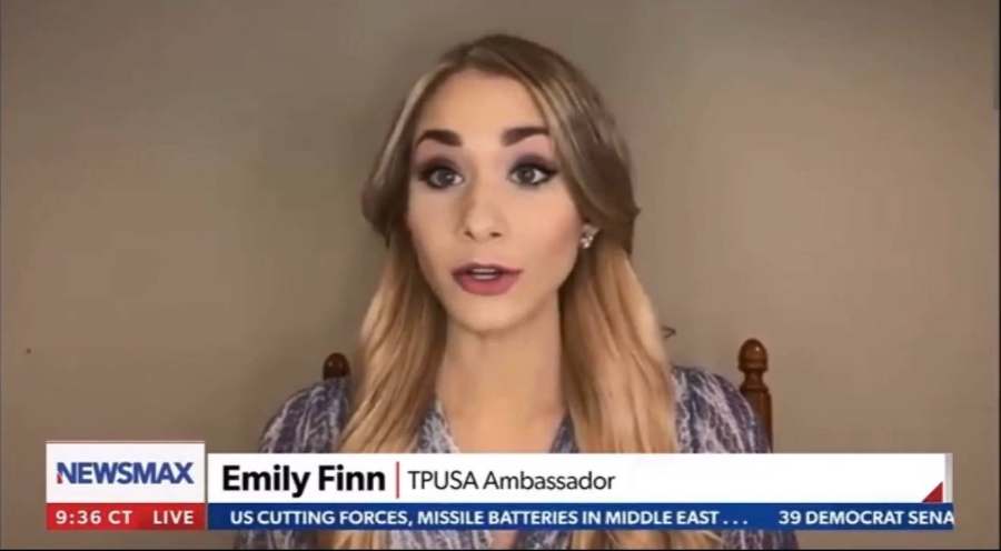 Emily on Newsmax as TPUSA Ambassador