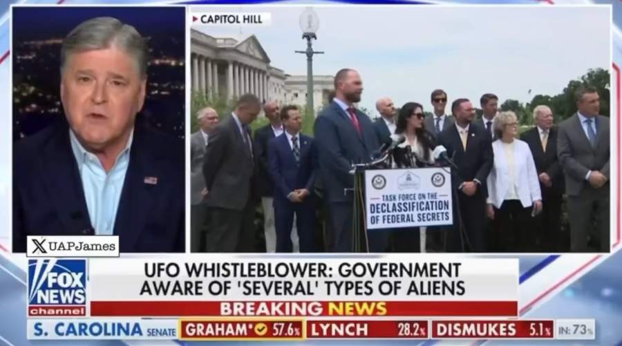 Fox News Hannity coverage of the UAP whistleblower answer