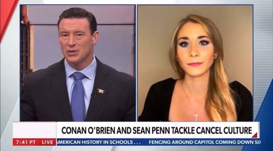 Emily on Newsmax discussing Conan O'Brien and Sean Penn tackling cancel culture